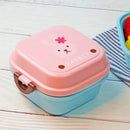 Axyaa Kids Animal Bento Lunch Box: Double-layer Round Snack Box, Microwave Safe, Portable