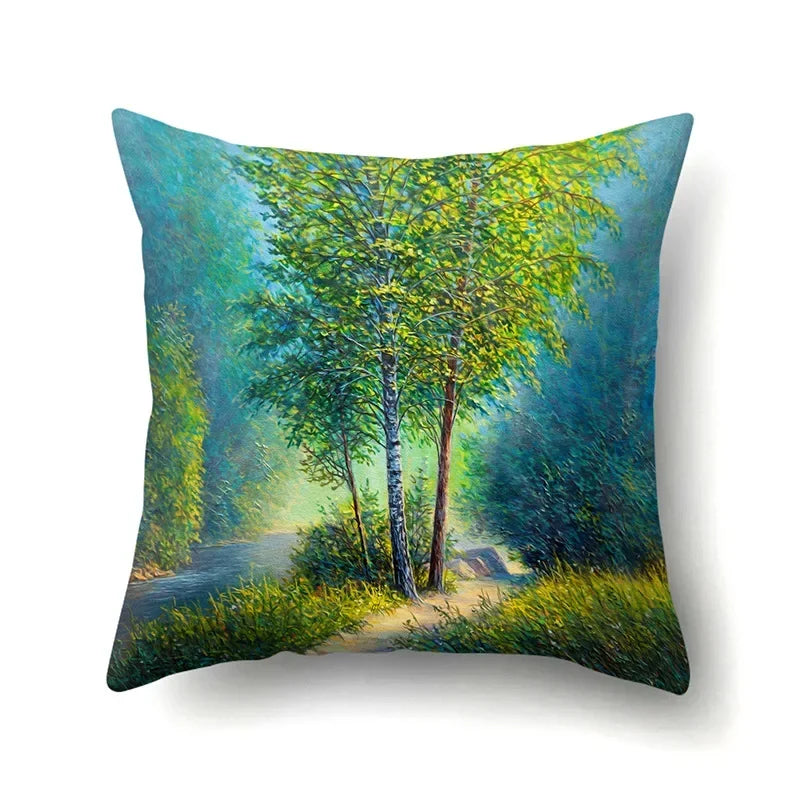 Axyaa Snowflake Christmas Cushion Cover 45*45cm - Four Seasons Scenery Decoration Pillow Case