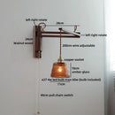 Axyaa Antique Brass Wall Lamp with Amber Glass Shade for Home Decor
