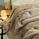 Axyaa Summer Quilt Coffee Washed Cotton Single Quilt, Japanese Minimalist Style