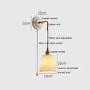 Axyaa Ceramic LED Wall Sconce, Adjustable Copper Arm, Nordic Modern Design