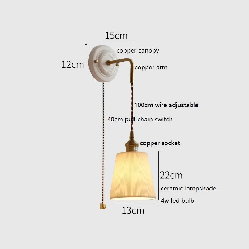 Axyaa Ceramic LED Wall Sconce with Adjustable Copper Arm