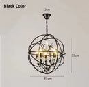 Axyaa Iron Chandelier with Crystals: Retro Loft Globe Lighting for Dining Room & Clothing Store