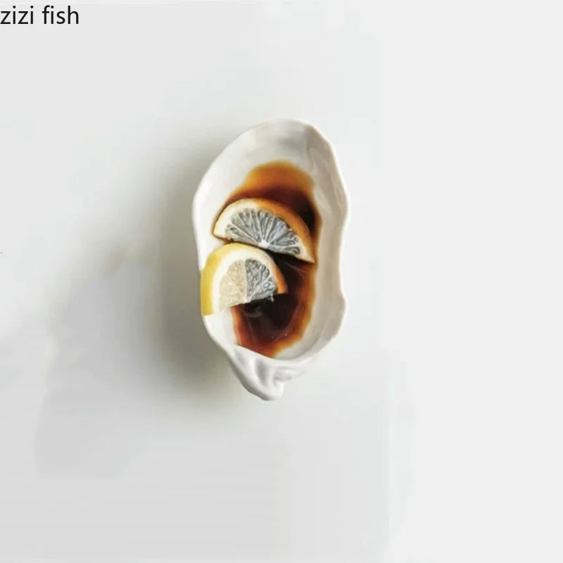 Axya Ceramic Oyster Plate Set - Elegant Restaurant Tableware and Dim Sum Dish