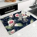 Axyaa Rose Flower Absorbent Kitchen Mat - Antiskid Draining Coffee Drying Pad