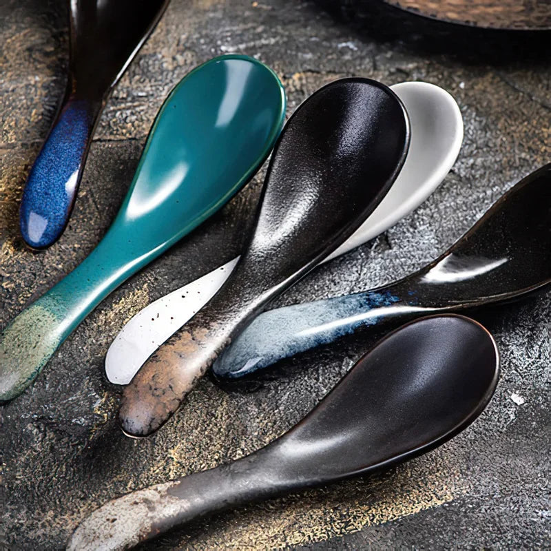 Axya Blue Ceramic Spoon Set for Stylish Dining Experience