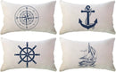 Blue Compass Pattern Decorative Pillowcase 40X60cm - Axyaa Brand