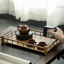 Axyaa Zen Bamboo Tea Tray: Stylish Kungfu Tea Storage Shelf for Home or Office