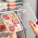 Axyaa 4/6-Grid Fresh-Keeping Box with Lid: Reusable Fridge Food Storage Container
