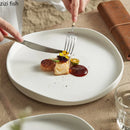 Axya Irregular Ceramic Dinner Plate Set - Solid Color Shallow Steak & Dessert Plates