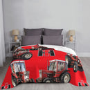 Axyaa Red Tractor Luxury Throw Blanket for Sofa Bed Luxe Brand Retro Blankets