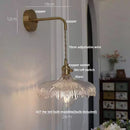 Axyaa Amber Vintage LED Wall Light Glass Copper Pull Chain Switch Bedside Lamp