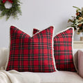 Axyaa Christmas Tartan Plaid Cushion Cover Red Green Ivory 45x45cm 50x50cm