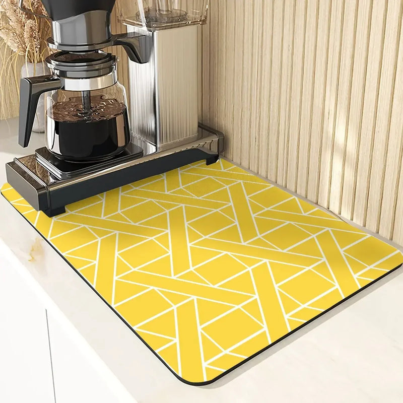 Axyaa Yellow Non-Slip Diatoms Drying Mat for Kitchen Counter-Limited Offer!