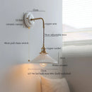 Axyaa Vintage LED Wall Lamp with Adjustable Copper Arm 70CM - White Ceramic