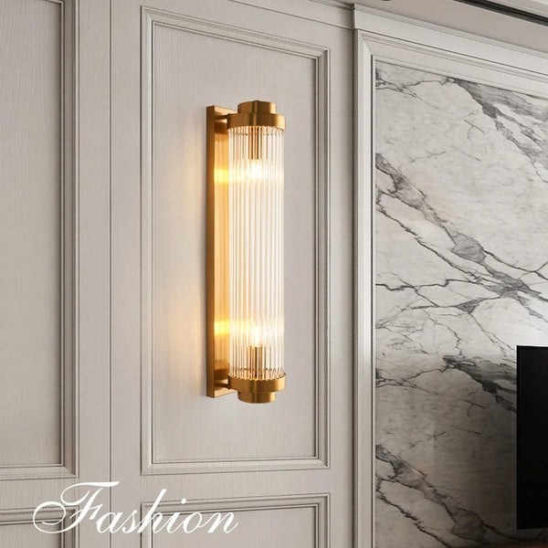 Axyaa Golden Crystal Wall Lamp: Elegant LED Sconce for Bedroom, Living Room, Bathroom