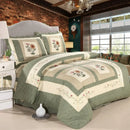 Axyaa Farmhouse Green Floral Quilted Bedspread Set