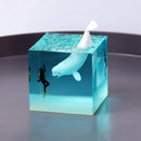 Axyaa Marine Whale Shark Diver Cube LED Table Lamp Resin Decorations Night Lights
