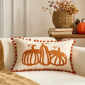 Axyaa Fall Pumpkin Maple Leaf Polyester Cushion Cover Halloween Pillowcase