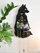 Axyaa Moon Phase Crystal Stone Display Shelf Black Wood Boho Wall Decor