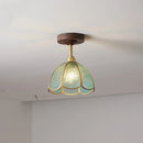 Axyaa Glass Wood LED Ceiling Lamp Modern Indoor Lighting for Kitchen Living Room
