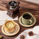 Axyaa Nordic Coarse Pottery Coffee Cup and Saucer Set, Japanese Ceramic Retro Style