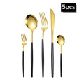 Axyaa Gold Western Tableware Set: 6pcs/30pcs Stainless Steel Knife, Fork, Spoon