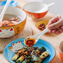 Axya Japanese White Lucky Cat Ceramic Soup Spoon 14cm Bone Dinnerware