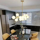 Axyaa Gold Ball Chandelier: Nordic LED Glass Hanging Lamp for Home, Kitchen, Living Room