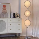 Axyaa Modern Acrylic Floor Lamp Chrome Metal White Round Ball Minimalist Style