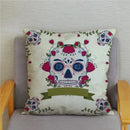 Colorful Day Of The Dead Skull Pattern Pillow Cover by Axyaa