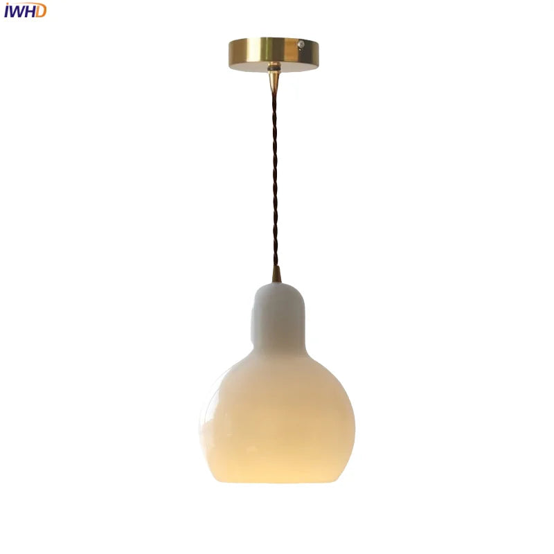 Axyaa White Glass Shell Pendant Light with Adjustable LED Wire for Home & Commercial Spaces