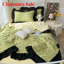 Axyaa Seersucker Chiffon Lace Summer Cool Quilt 3-Piece Set