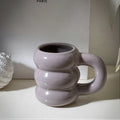 Axyaa 14oz Ceramic Coffee Mug Wavy Style Large Capacity Nordic Creative Cute Cup