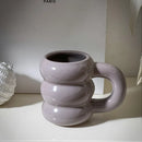 Axyaa 14oz Ceramic Coffee Mug Wavy Style Large Capacity Nordic Creative Cute Cup