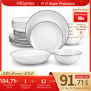 Axyaa Amelia Porcelain Plates Set for 12/24, Service for 12/24 Person