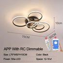 Axyaa Modern LED Chandelier: Dimmable, App Control, Circle Rings, Living Room/Bedroom, Black/White