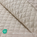 Axyaa Linen/Cotton Queen Quilt Set, Lightweight Diamond Stitch Bedspread Coverlet