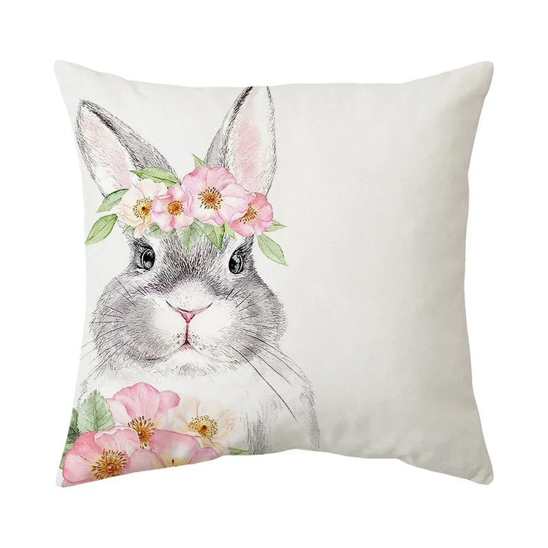 Axyaa Bunny Cushion Cover: Cartoon Rabbit Farmhouse Decor Pillowcase