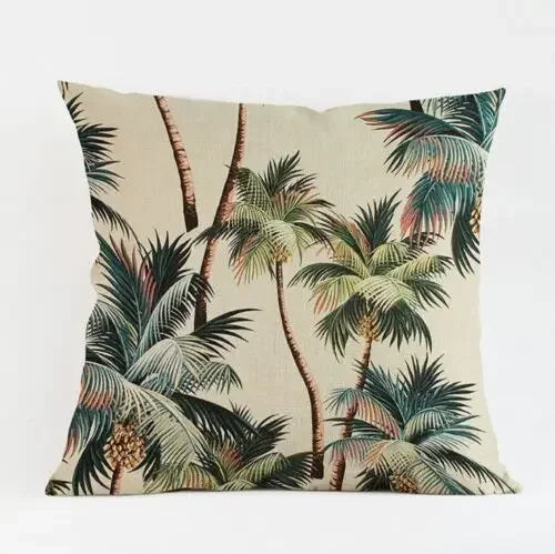 Axyaa Tropical Plant Leaves Cushion Cover for Home Decor