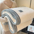 Axyaa White Knitted Velvet Throw Blanket Soft Fleece Bedspread Warm All-season Blanket