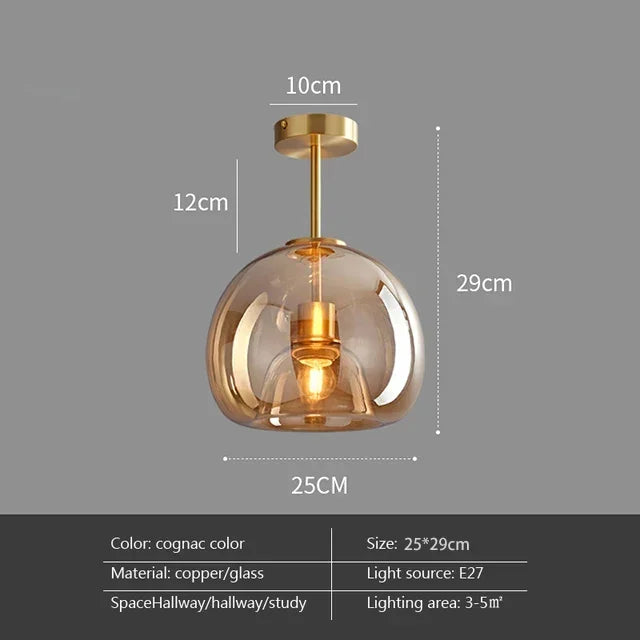 Axyaa Nordic Retro Glass Ceiling Lamp LED Pendant Chandelier for Luxe Home Decor