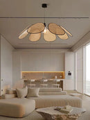 Axyaa Handmade Rattan Leaf Grid Chandelier & LED Floor Lamps