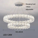 Axyaa LED Crystal Ceiling Lamp Modern Square Dimmable Dining Room Fixture