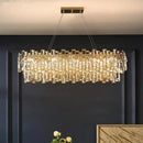 Axyaa Gold Steel Crystal LED Pendant Chandelier