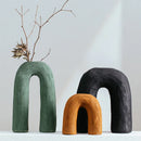 Axyaa Ceramic Arch Vase: Geometric Abstract Home Decor Flower Arrangement Terrarium