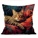 Axyaa Floral Cats Garden Pillow Cover for Sofa Bedroom Car with Cute Leafy Design
