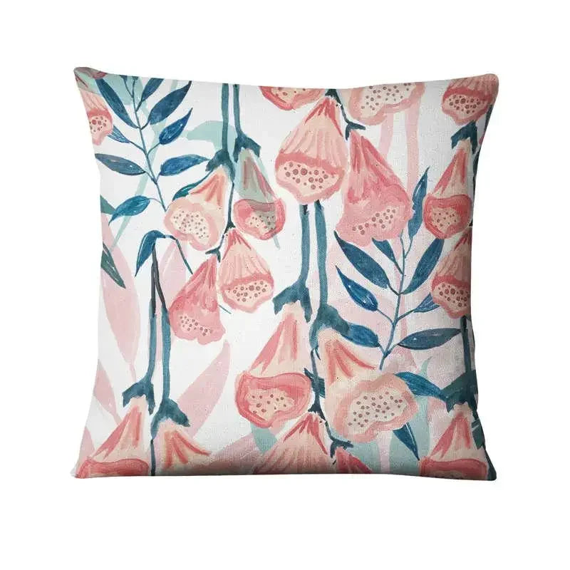 Axyaa Tropical Palm Leaf Print Cushion Cover for Living Room, Bedroom, and Car