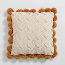 Axyaa Nordic Knit Pompom Ball Cushion Cover in Ivory, Burnt Orange, Grey