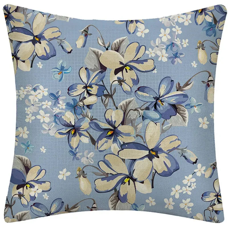 Axyaa Rose Flower Pattern Pillowcase Decorative Cotton Linen Cushion Cover